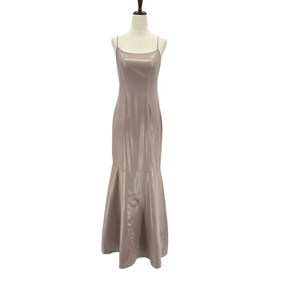 Kay Unger New York Womens Dress Maxi Gown Metallic Dusty Pink